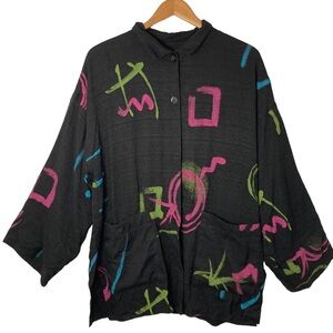 Vintage Kathy Levine by Request Reversible Paint Print Lightweight Jacket L
